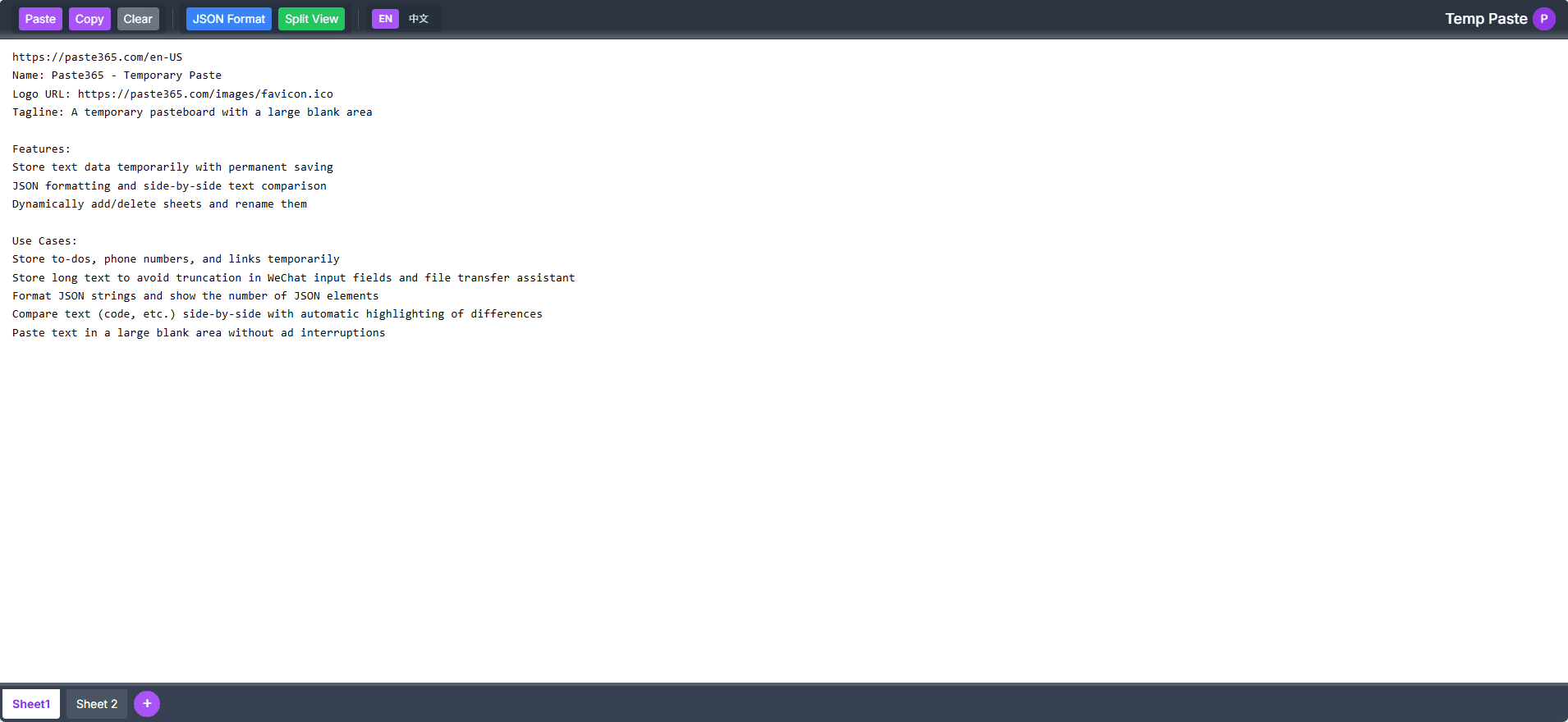 Paste365 - Temporary Paste