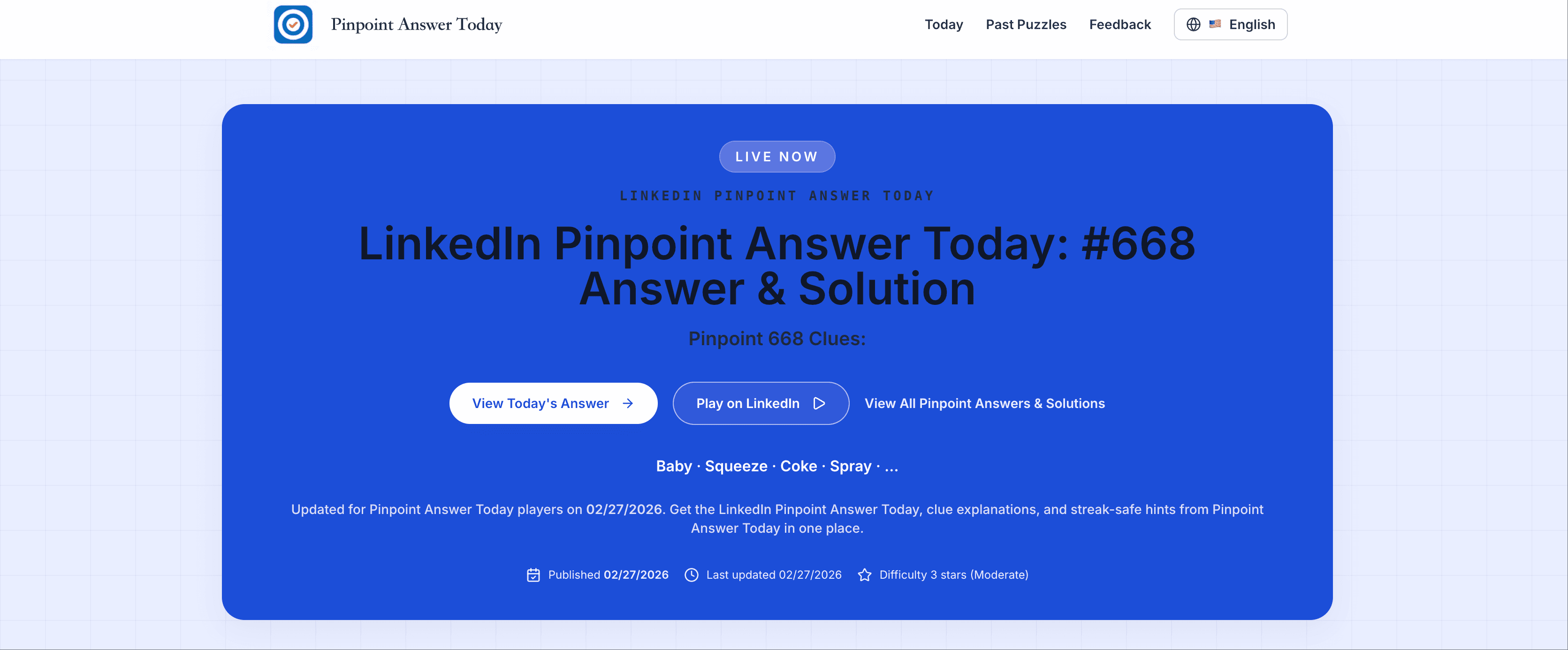 Pinpoint Answer Today cover image